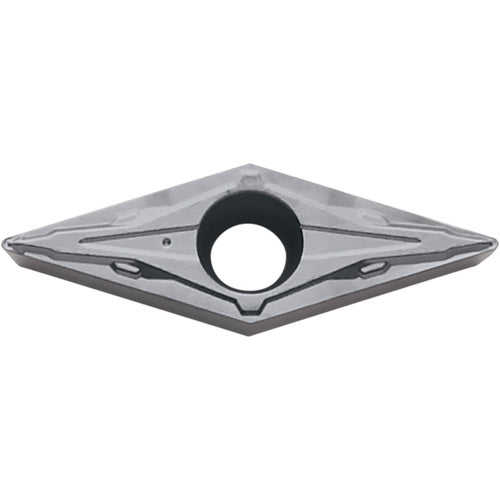 VCMT 332 PP TN610, 1/32″ Corner Radius, 3/16″ Thick, 3/8″ Inscribed Circle, TiCN, Diamond, Turning Indexable Insert - Exact Industrial Supply