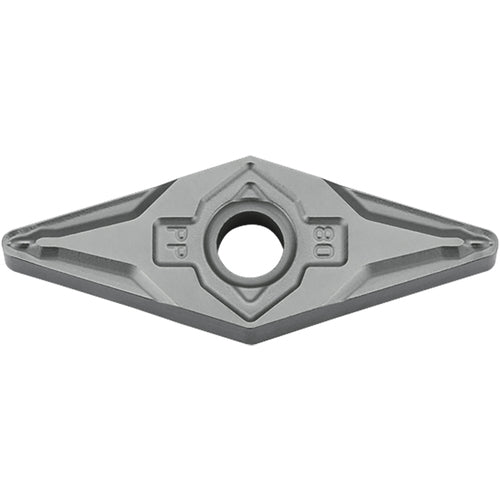 VNMG 332 PP TN610, 1/32″ Corner Radius, 3/16″ Thick, 3/8″ Inscribed Circle, TiCN, Diamond, Turning Indexable Insert - Exact Industrial Supply