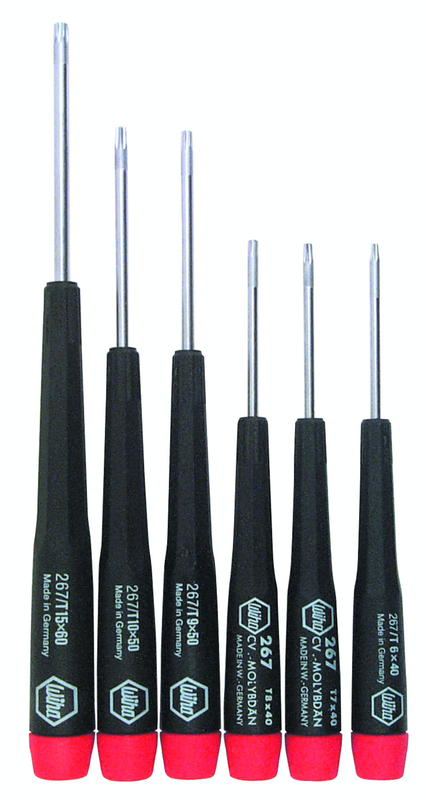 6 Piece - T6; T7; T8 x 40mm; T9; T10 x 50mm; T15 x 60mm - Precision Torx Screwdriver Set - USA Tool & Supply