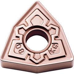 WNMG 432 KG CA315, 1/32″ Corner Radius, 3/16″ Thick, 1/2″ Inscribed Circle, TiCnulll2O3/Ti, Trigon, Turning Indexable Insert - Exact Industrial Supply