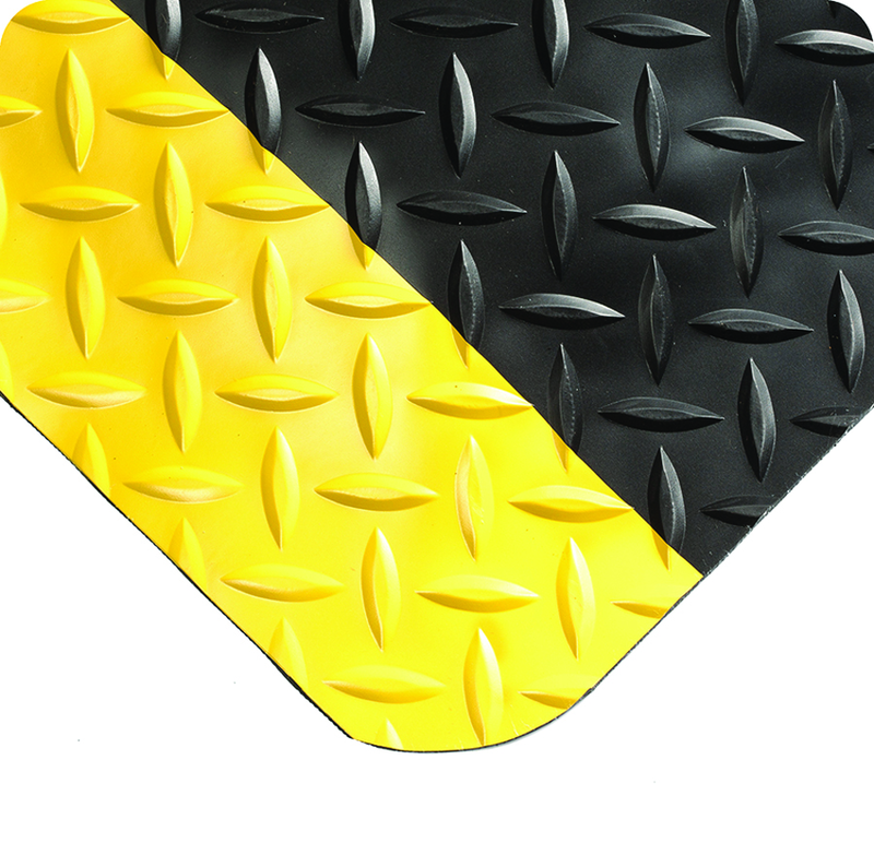 Diamond-Plate Select 19/16" x 2' x 3' Black/Yellow Work Mat - USA Tool & Supply
