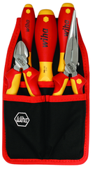5 Piece - Insulated Belt Pack Pouch Set with 6.3" Diagonal Cutters; 8" Long Nose Pliers; Slotted 3.0; 4.5 and Phillips # 2 Screwdrivers in Belt Pack Pouch - USA Tool & Supply
