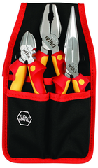 3 Piece - Insulated Belt Pack Pouch Set with 6.3" Diagonal Cutters; 8" Long Nose Pliers; 8" Combination Pliers in Belt Pack Pouch - USA Tool & Supply