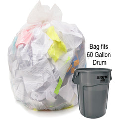 60 gal, 1.35 mil, Natural, 38″ × 58″ - Case of 100, Revolution Bag Hercules Recycled Low Density Can liners - USA Tool & Supply
