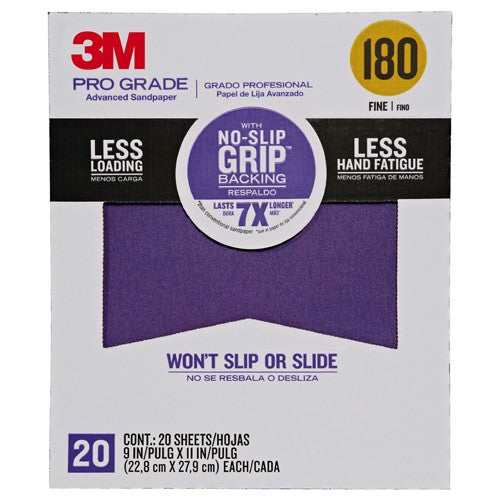 ‎3M Pro Grade Precision Faster Sanding Sanding Sheets 180 grit Fine 27180TRI-20 9″ × 11″ - USA Tool & Supply
