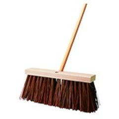 Street Broom, Hardwood Block, Palmyra Fill - Wide flared ends - Tapered handle holes - USA Tool & Supply