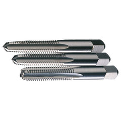 M5x0.8 4 Flute D4 HSS Standard Taper, Plug, and Bottoming Hand Tap Set- Bright - Exact Industrial Supply