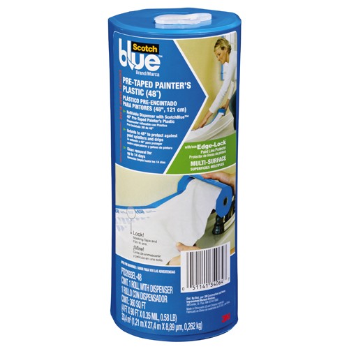 ‎3M ScotchBlue Tape + Plastic with Dispenser PTD2093EL-48-S - USA Tool & Supply