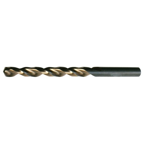 8.70mm RHS / RHC HSS 135 Degree Split Point Heavy Duty Parabolic Jobber Length Drill - Black & Gold - Exact Industrial Supply