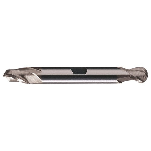 ‎3/8″ Dia. × 3/8″ Shank × 9/16″ DOC × 3-1/2″ OAL, HSS TiCN, Spiral , 2 Flute, CW Helix, Weldon, Ballnose End Mill - Exact Industrial Supply