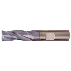 1/4″ × 1/4″ × 3/8″ × 2″ RHS / RHC Solid Carbide 3-Flute Square End High-Performance End Mill for Steel and Stainless Steel - Bright