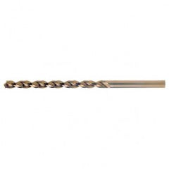 #10 RHS / RHC HSS-CO 8% (M42) 135 Degree Split Point Q-Cobalt Wide Land Parabolic Taper Length Drill - Straw / Gold Oxide - USA Tool & Supply