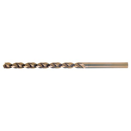 11/32 RHS / RHC HSS-CO 8% (M42) 135 Degree Split Point Q-Cobalt Wide Land Parabolic Taper Length Drill - Straw / Gold Oxide - Exact Industrial Supply