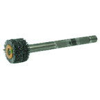 3" Diameter - Crimped Filament Internal Brush Deburring Tool - 0.055/120 Grit - 3/8" ARBOR - USA Tool & Supply