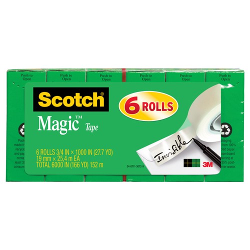 Scotch Magic Tape 810K6 6 rolls of 3/4″ × 1000″ - USA Tool & Supply