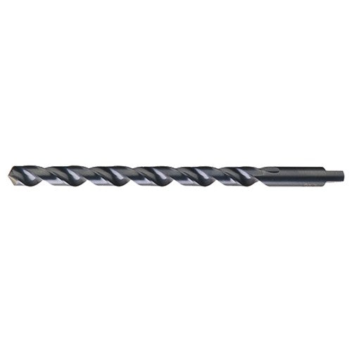 1/4-E RHS / RHC HSS 118 Degree Notched Point Heavy Duty Taper Length with Automotive Tanged Shank Drill - Steam Oxide - Exact Industrial Supply