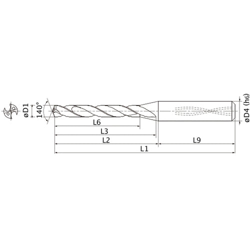 MMS0318X5D060 DP7020 1/8″ Dia. × 0.236″ Shank × 1.126″ Flute Length × 3.094″ OAL, 140°, 2 Flute, Coolant Thru, Solid Carbide Drill