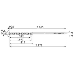 MVS0107X12S030 DP1020 0.042″ Dia. × 0.118″ Shank × 0.677″ Flute Length × 2.173″ OAL, 140°, 2 Flute, Coolant Thru, Solid Carbide Drill
