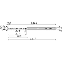 MVS0109X12S030 DP1020 0.043″ Dia. × 0.118″ Shank × 0.677″ Flute Length × 2.173″ OAL, 140°, 2 Flute, Coolant Thru, Solid Carbide Drill