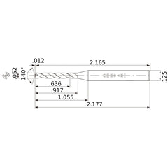 MWS00520XB VP15TF 0.052″ Dia. × 1/8″ Shank × 0.917″ Flute Length × 2.177″ OAL, 140°, 2 Flute, Coolant Thru, Solid Carbide Drill