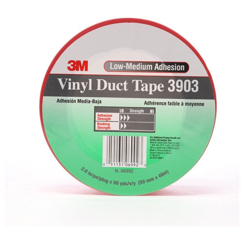 3M Vinyl Duct Tape 3903 Red 2″ × 50 yd 6.5 mil 2 Individually Wrapped Conveniently Packaged - USA Tool & Supply