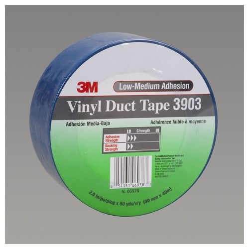 3M Vinyl Duct Tape 3903 Blue 2″ × 50 yd 6.5 mil 2 Individually Wrapped Conveniently Packaged - USA Tool & Supply