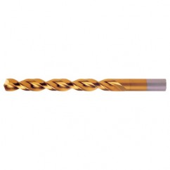 #14 RHS / RHC HSS-CO 8% (M42) 135 Degree Split Point Q-Cobalt Wide Land Parabolic Jobber Drill - TiN - USA Tool & Supply