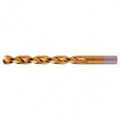 #14 RHS / RHC HSS-CO 8% (M42) 135 Degree Split Point Q-Cobalt Wide Land Parabolic Jobber Drill - TiN - USA Tool & Supply