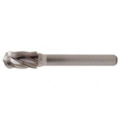 SC-5 Aluminum Cut Solid Carbide Bur-Cylindrical with Ball Nose - USA Tool & Supply
