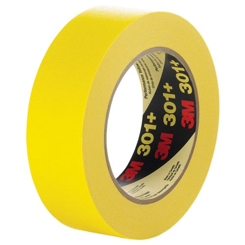 3M Performance Yellow Masking Tape 301+ 12 mm × 55 m 6.3 mil - USA Tool & Supply