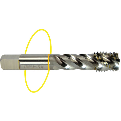 ‎12-24 Dia-H3-3 FL-Std Spiral Point Tap - Yellow Ring - USA Tool & Supply