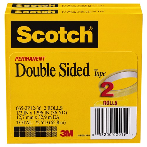 ‎Scotch Double Sided Tape 665-2P12-36 1/2″ × 1296″ 2 pk - USA Tool & Supply