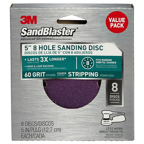 3M SandBlaster Sanding Discs 99621SB-ES 5″ × 8Hole 60 grit - USA Tool & Supply