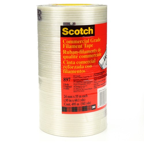 Scotch Filament Tape 897 Clear 24 mm × 55 m 5 mil - USA Tool & Supply