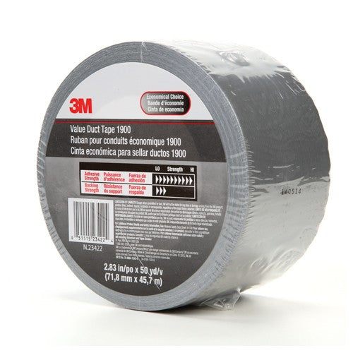 3M Value Duct Tape 1900 Silver 2.83″ × 50 yd 5.8 mil - USA Tool & Supply