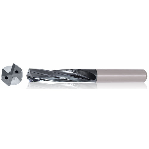3/16″ Dia. × 6 mm Shank × 28 mm Flute Length × 66 mm OAL, 3xD, TiAlCN, 2 Flute, Coolant Thru, h6, Cylindrical, Solid Carbide Drill Series/List #5613 - Exact Industrial Supply