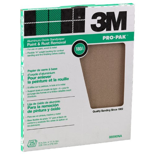 3M Pro-Pak Aluminum Oxide Sheets 88590NA 9″ × 11″ 180A grit - USA Tool & Supply