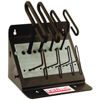 10 Piece - 3/32 - 3/8" T-Handle Style - 9'' Arm- Hex Key Set with Plain Grip in Stand - USA Tool & Supply
