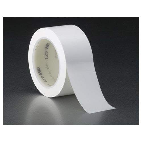 3M Vinyl Tape 471 White 1/2″ × 36 yd 5.2 mil Individually Wrapped Conveniently Packaged - USA Tool & Supply