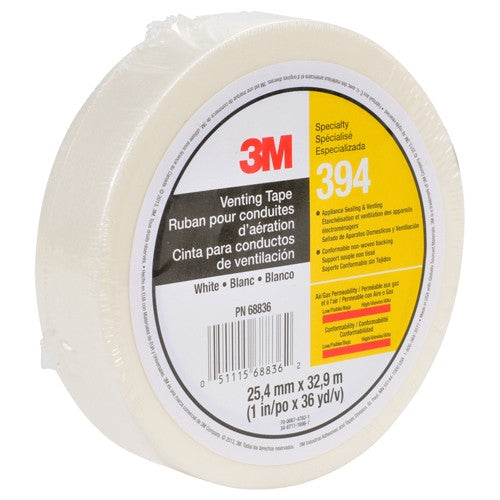 3M Vent Tape 394 White 1″ × 36 yd 4 mil Individually Wrapped Conveniently Packaged - USA Tool & Supply