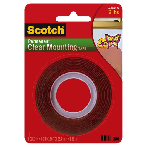 Scotch Clear Double-Sided Mounting Tape 410S-SR 1″ × 60″ (2.54 cm × 1.52 m) - USA Tool & Supply