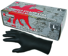 NitriSheild Stealth- 6 Mil Black Nitrile, PF Disposable Gloves - Size S - USA Tool & Supply