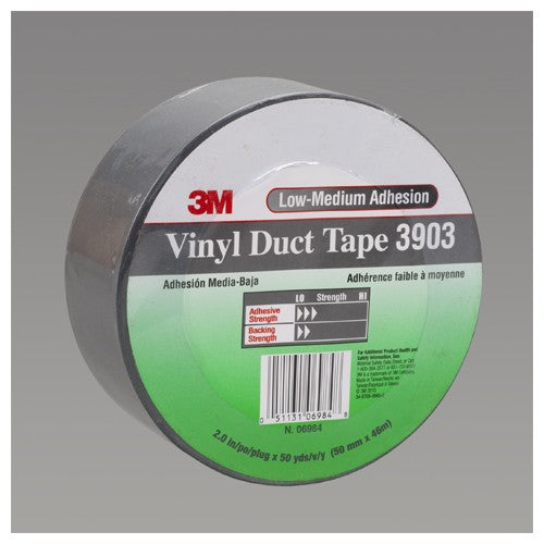 3M Vinyl Duct Tape 3903 Gray 2″ × 50 yd 6.5 mil 2 Individually Wrapped Conveniently Packaged - USA Tool & Supply