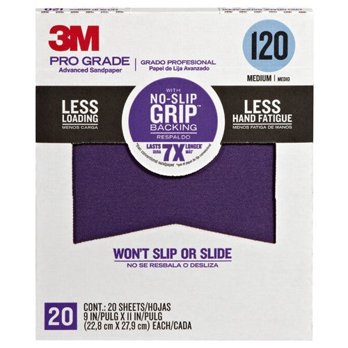 ‎3M Pro Grade Precision Faster Sanding Sanding Sheets 120 grit Medium 27120TRI-20 9″ × 11″ - USA Tool & Supply