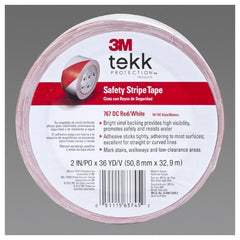 3M Safety Stripe Vinyl Tape 767 Red/White 2″ × 36 yd 5 mil Individually Wrapped Conveniently Packaged - USA Tool & Supply