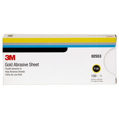 3M Gold Abrasive Sheet 02553 P180 grade 3 2/3″ × 9″ 100 sheets per sleeve - USA Tool & Supply