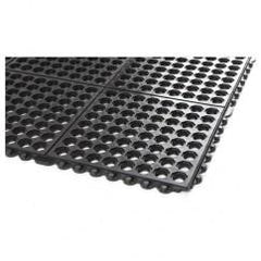 3' x 3' x 5/8" Thick Drainage Mat - Black - Grit Coated - USA Tool & Supply