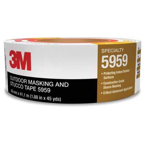 3M Outdoor Masking and Stucco Tape 5959 Red 48 mm × 41.1 m 12.0 mil Conveniently Packaged - USA Tool & Supply