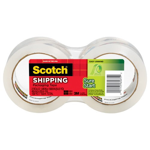 ‎Scotch Sure Start Shipping Packaging Tape 3450-2 1.88″ × 54.6 yd (48 mm × 50 m) - USA Tool & Supply