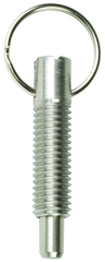 Hand Retractable Spring Plunger with Pull Ring - .75 lbs Initial End Force, 3 lbs Final End Force (3/8-16 Thread) - USA Tool & Supply